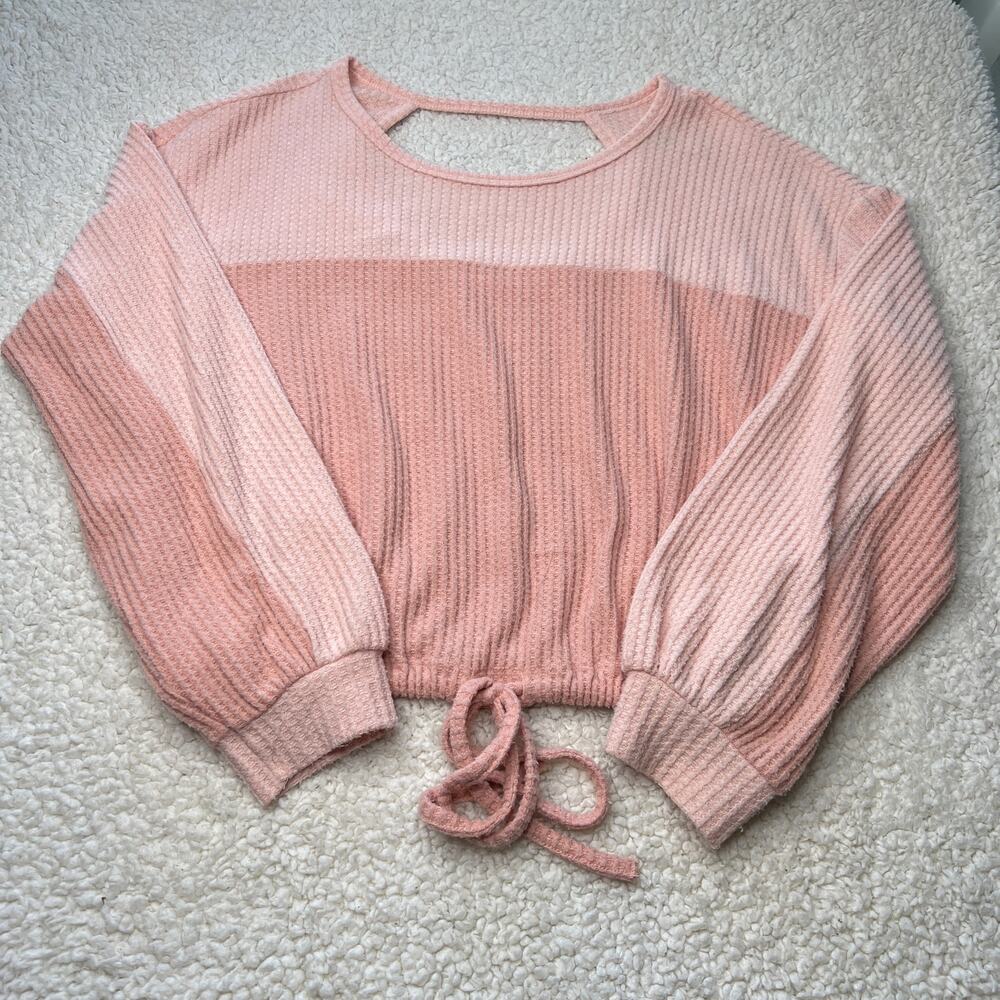Hollister Peach Block Cropped Tie Sweater Small
